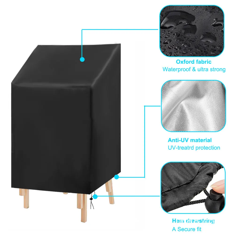 Stacked Chair Dust Cover Outdoor Furniture Protector Waterproof Stackable Patio Chair Cover Windproof for Garden Patio Furniture