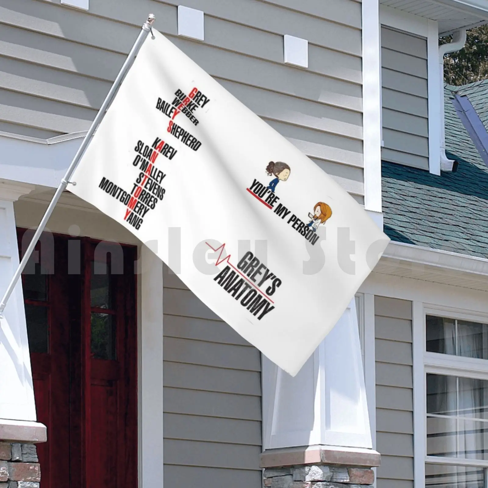 علم السيارة للديكور الخارجي باللون الرمادي، علم السيارة باللون الرمادي S Anatomy Derek Shepherd Meredith Gray Twisted Sisters You Re My Person