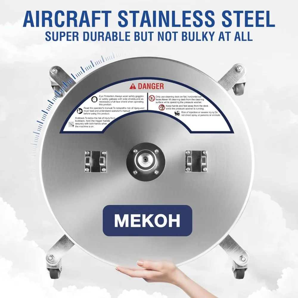 مرفق منظف الأسطح من الفولاذ المقاوم للصدأ مقاس 24 بوصة 4500 رطل لكل بوصة مربعة مع عجلات لغسالات الضغط