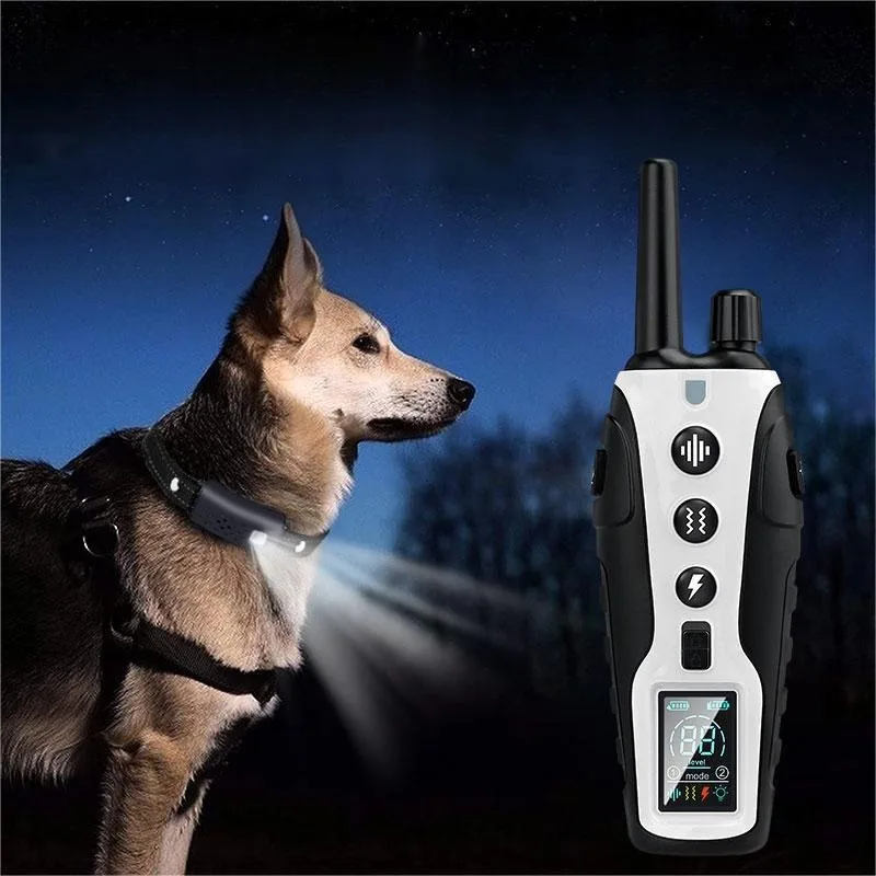 Electric Dog Training Super Long Remote Control Waterproof Bark Collar Rechargeable Battery Electric Shock Collar All Size Dogs