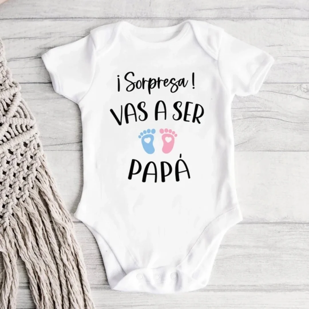 Sorpresa Vas A Ser Papa Print Baby Bodysuit Cotton Newborn Infant Jumpsuit Spanish Pregnancy Announcement Toddler Romper Clothes