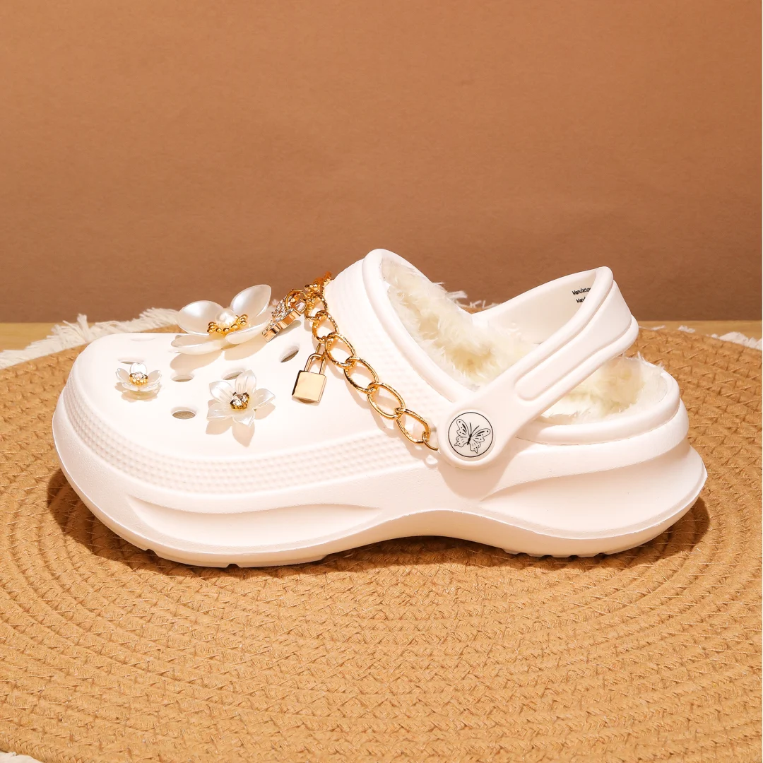 Kinder-Clogs und -Mules mit Fellfutter, leichte Garten-Schuhe mit Baumwollfutter, warme Hausschuhe für Jungen, Mädchen und Kleinkinder, 168. – Detail 5