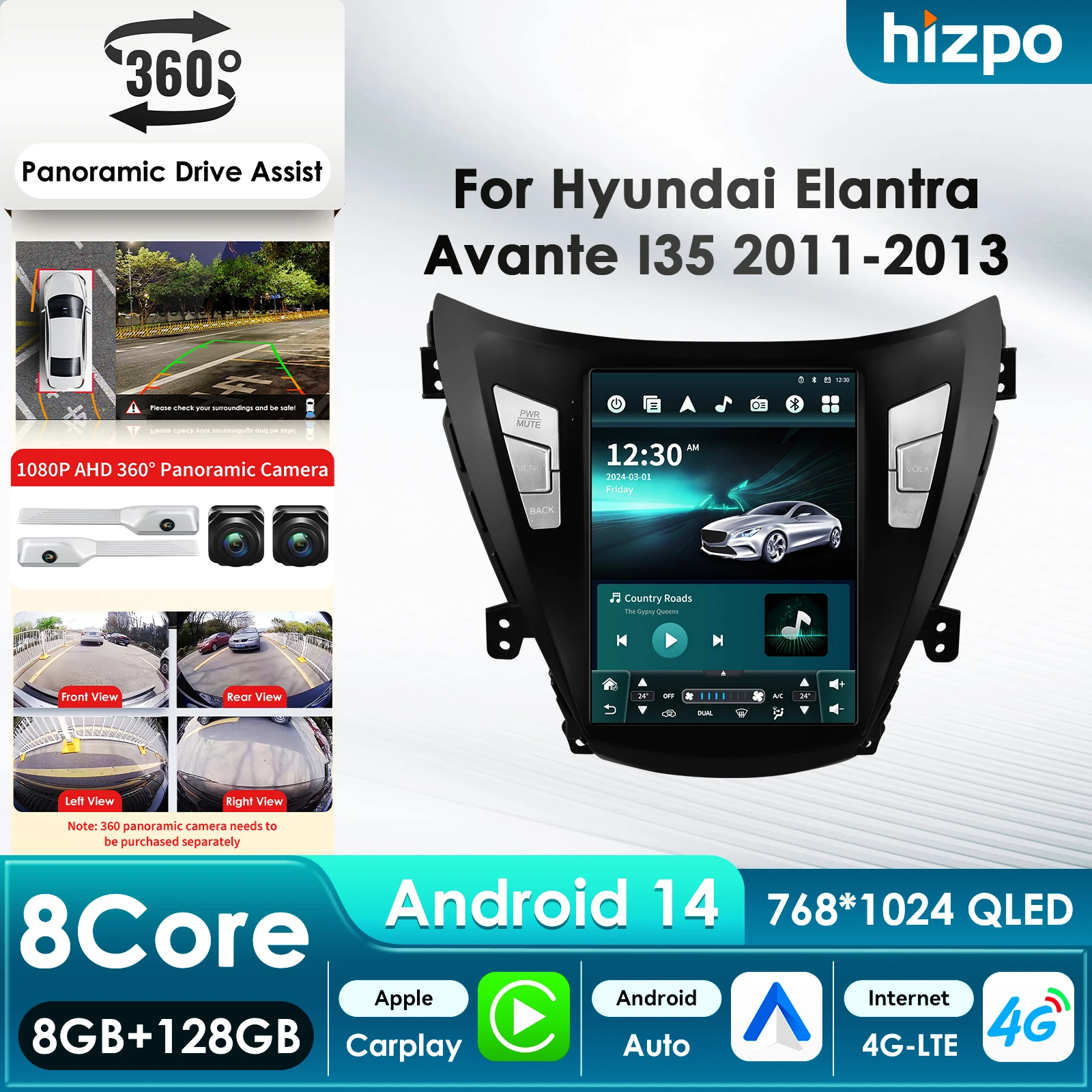 

Интеллектуальный AI-экран в стиле Tesla 9.7 для Android-мультимедийного плеера Hyundai Elantra Avante I35 2011-2013 с GPS, Carplay, 4G