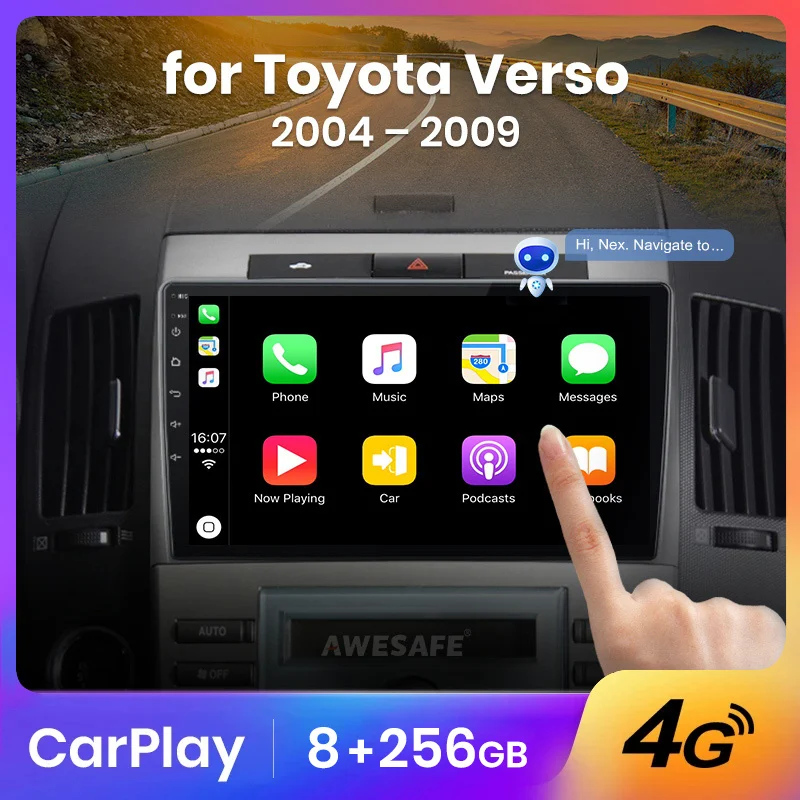 AWESAFE Wireless CarPlay Autoradio for Toyota Verso Corolla 2004-2009 Car Radio Multimedia Player Android Auto Stereo GPS