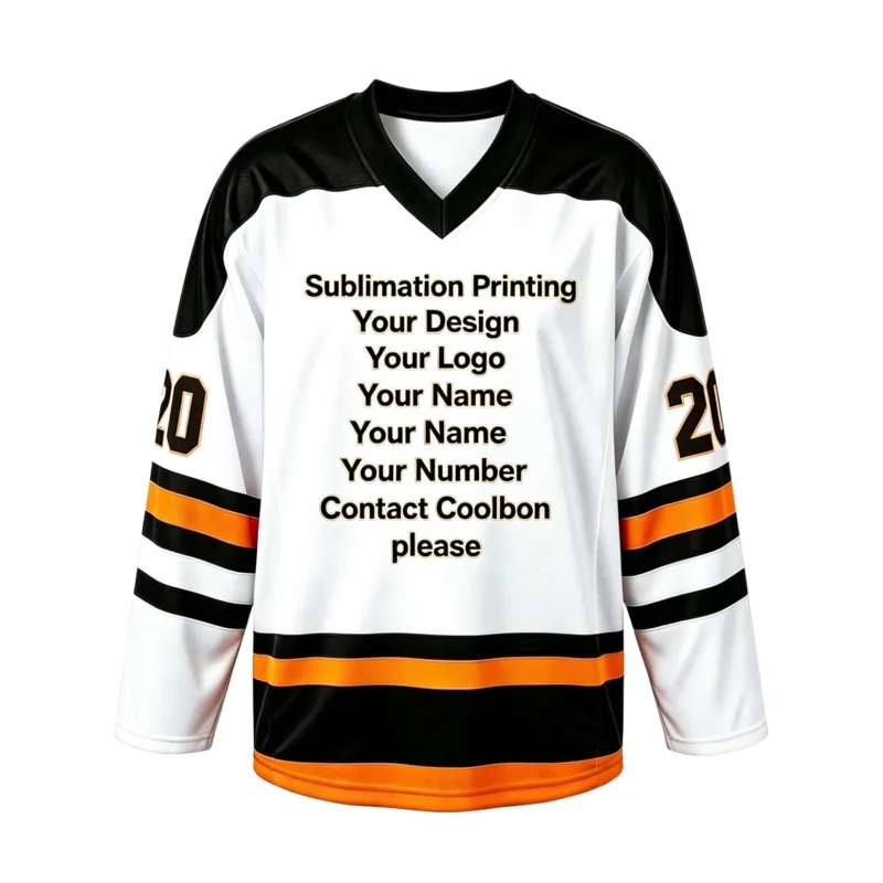 5PCS Personalized Youth Kids Ice Hockey Jersey Custom Printed Hockey Shirt with Team Name Number V-Neck Long Sleeves Sportswear