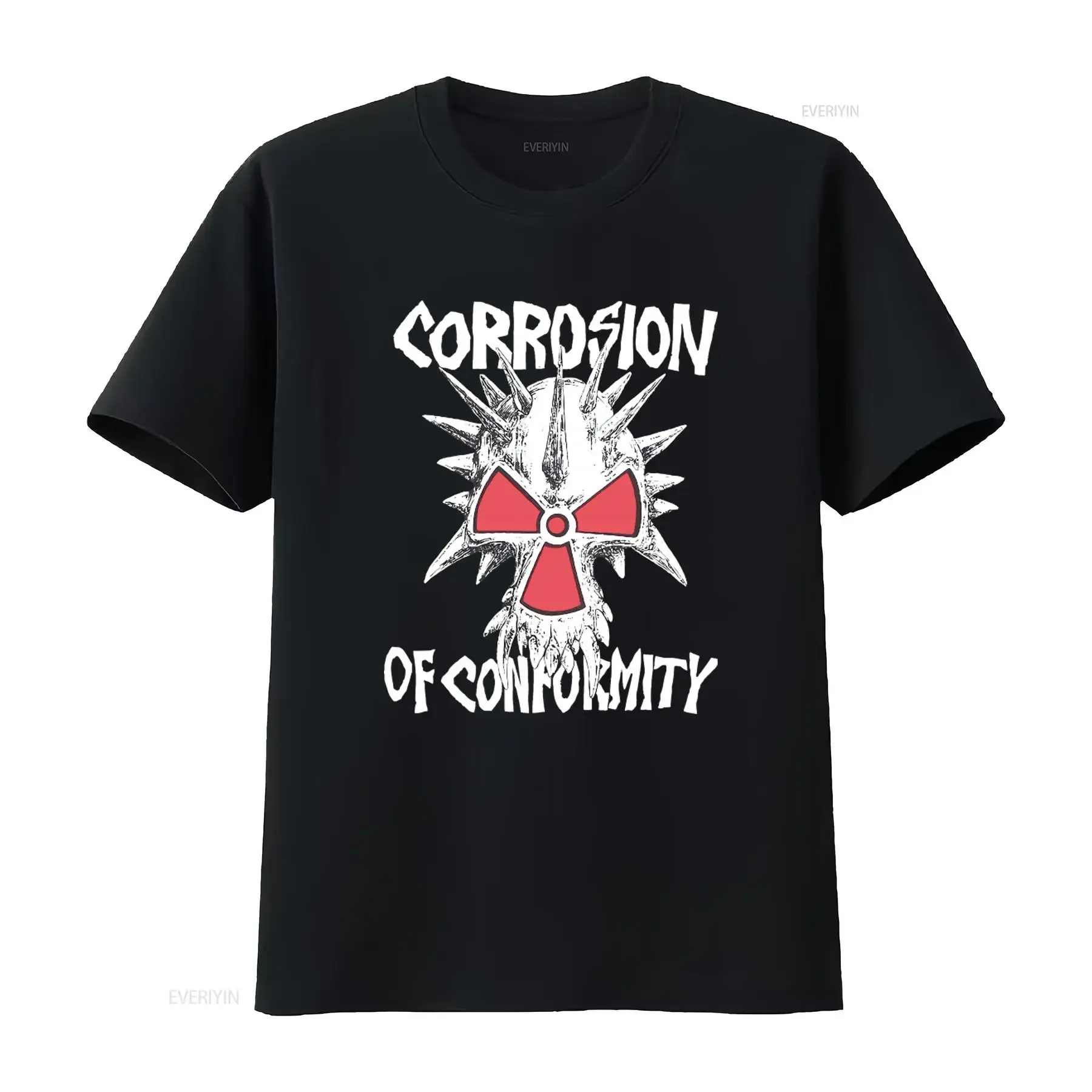 Corrosion Of Conformity 1980'S Tour Holier Crossover Thrash Band Skull Nuclear Symbol Print T Shirt vintage Washed graphic