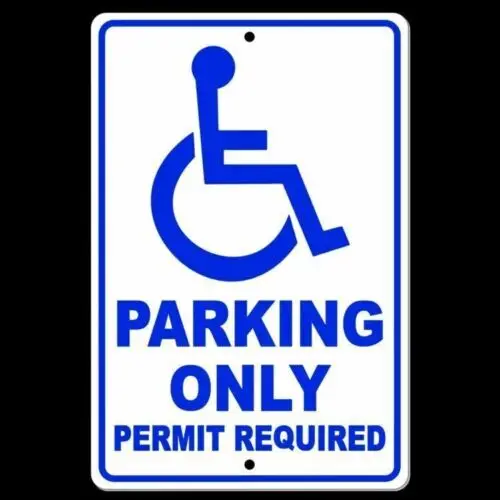 Handicapped Parking Sign Permit Required Reserved Metal disabled Reserved SH002