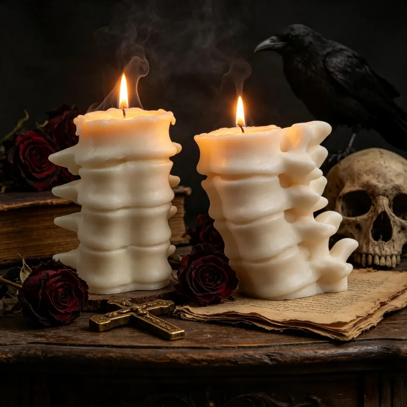 Huge Spine Candle Mold for Halloween Decor Premium Scented Candles 3D Broken Shell Egg Candle Silicon Mould Human Vertebrae Mold