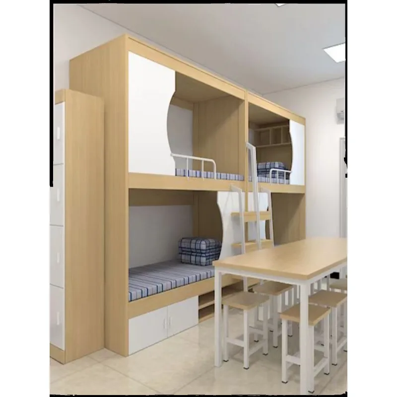 School dormitory space capsule upper and lower beds, high and low bunk beds