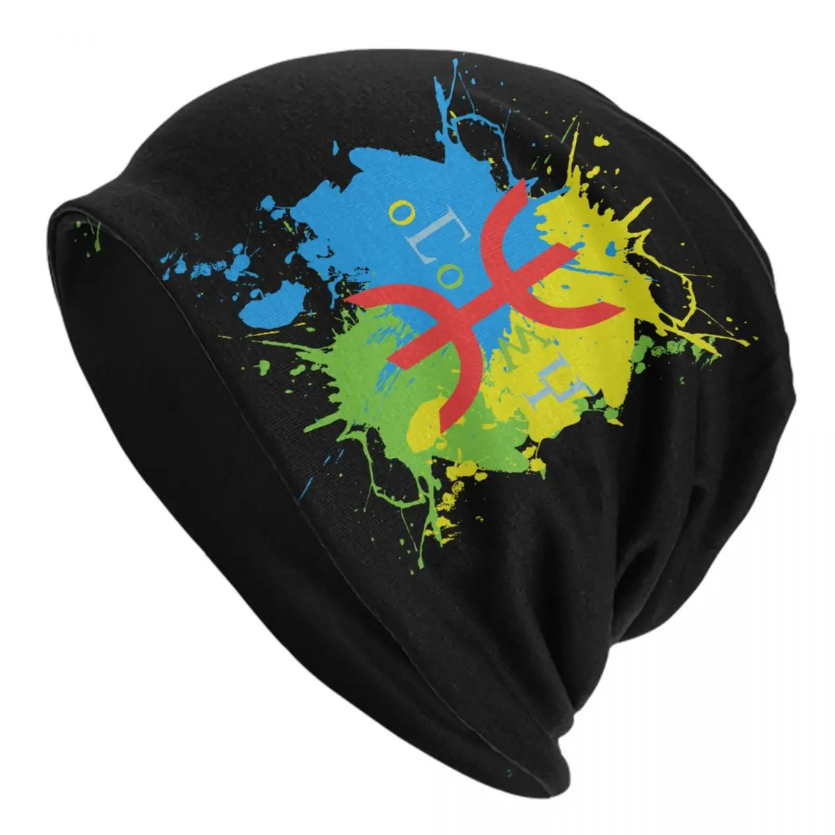 

Изготовленный на заказ флаг Amazigh Splash Art Design Skullies Шапки Шапки Зимняя вязаная шапка Berber Proud Tifinagh Капот Шапки Уличная лыжная шапка