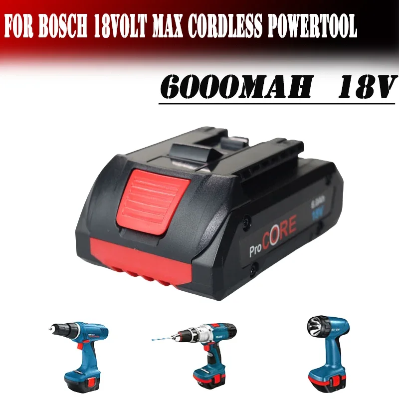 2PCS 18V 6000Ah Li-ion Battery for Bosch Procore 1600A016GB 18 Volt Max Cordless Power Tool Drill, 2100 Cells Built-in