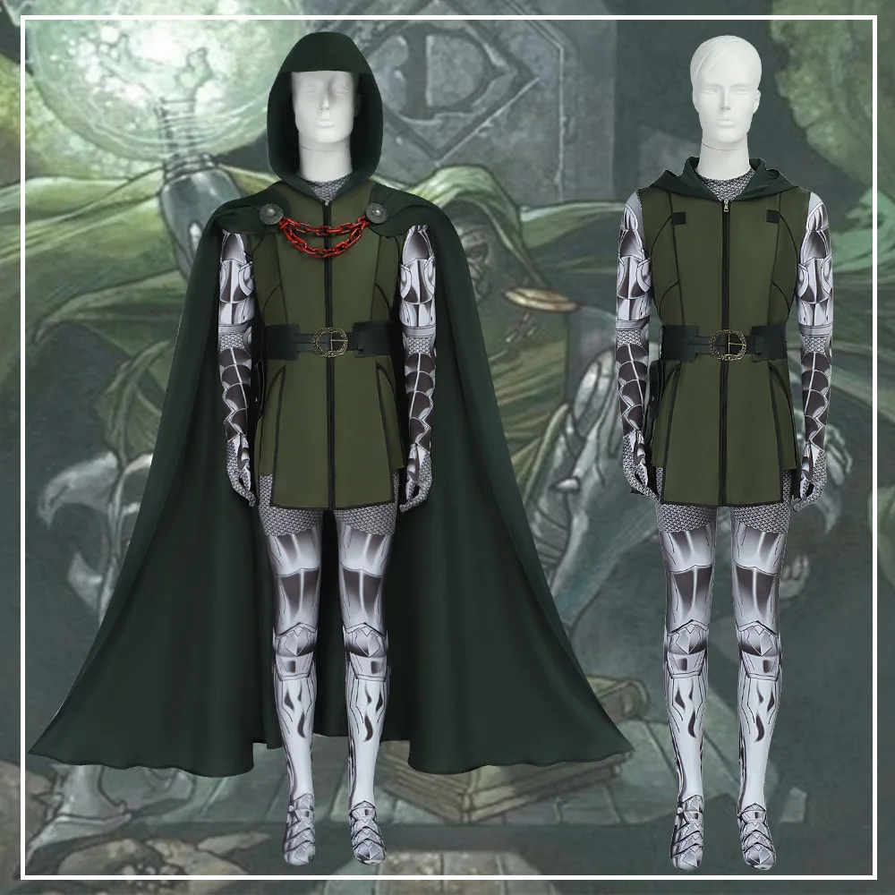 

Doctor Doom Victor Jumpsuit Cosplay Costume with Cloak Halloween Costume Masquerade Carnival Party Outfit for Adult Men