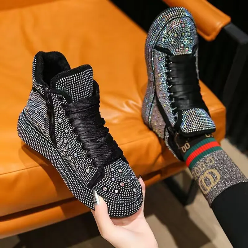 Jesienne buty damskie Moda Gruba podeszwa Pełna gwiazda Rhinestone Wygodne, oddychające, antypoślizgowe, piękne buty na co dzień