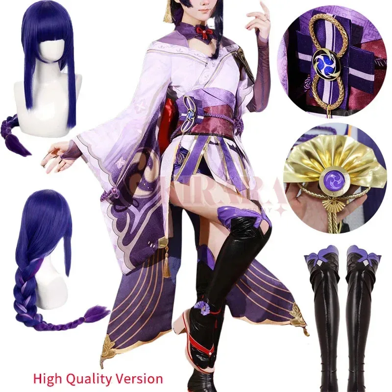 

2025 New High Quality Raiden Shogun Cosplay Costume Wig Hair Game Impact Raiden Cosplay Women Dress Role Play Outfits ★ ★ ★ ★