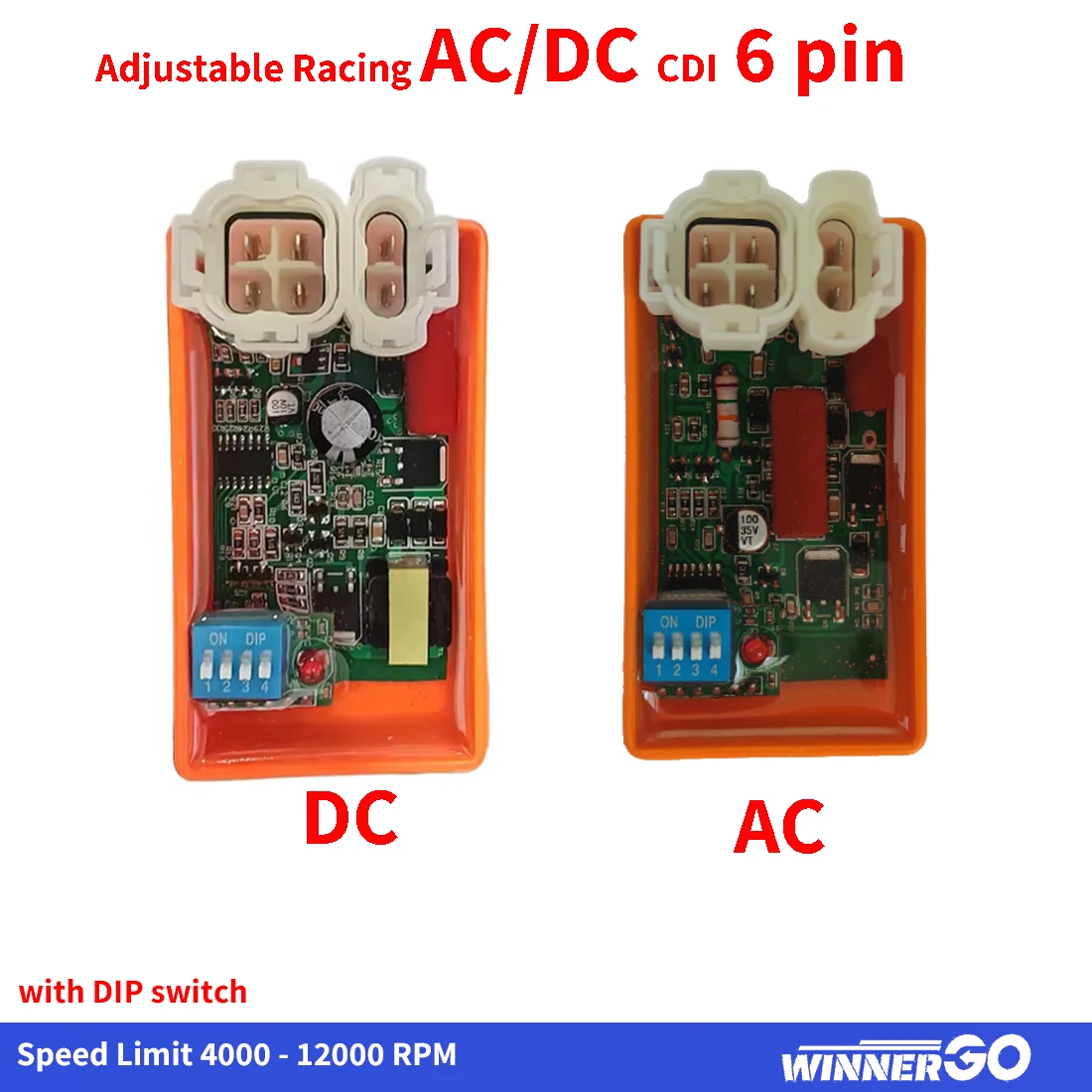 Interruptor de encendido de carreras CDI de 6 pines AC/DC para XLR125 XL125 TITAN 92-02 KS ML125 97-02 con límite de velocidad de 4000-12000 RPM CBX200 XR200 125cc