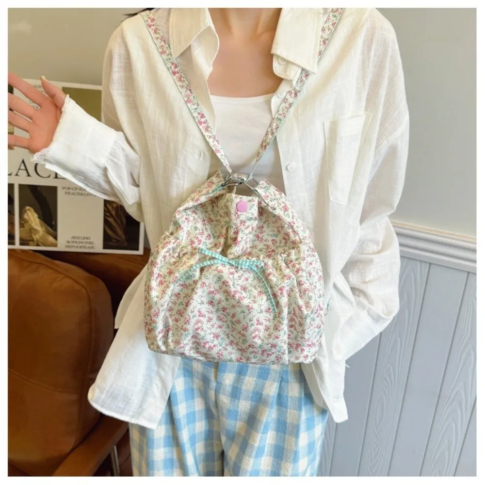 

New Elegant Women's Shoulder Bag Fairy Flower Print Bow design Handbag Nylon Backpack for Women