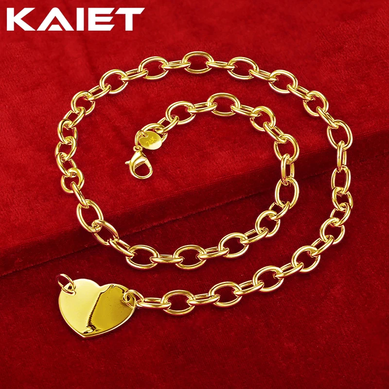 

KAIET 925 Sterling Silver Smooth Heart Brand Necklace Plated With 18K Gold Wedding Party For Women Charm Fine Jewelry