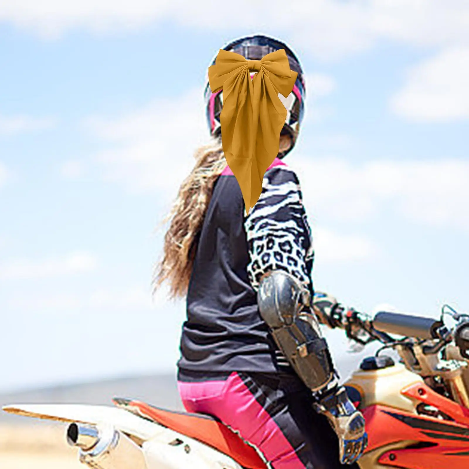 Creative Bowknot Helmet Decor Fabric Ears Detachable Cute Accessory for Motorcycle Biking Helmets and Outdoor Sports