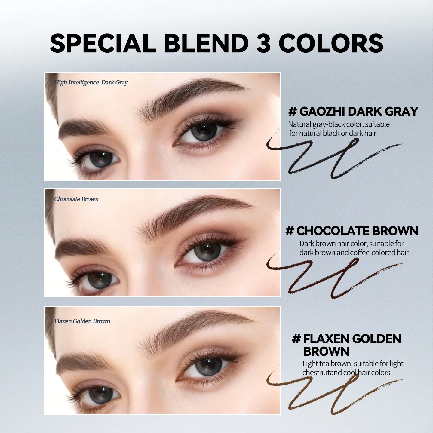 قلم حواجب مزدوج الأطراف من QXQY + صبغة حواجب لقفل الألوان الطبيعية وتشكيل طويل الأمد. قلم حواجب مزدوج الأطراف أ #6