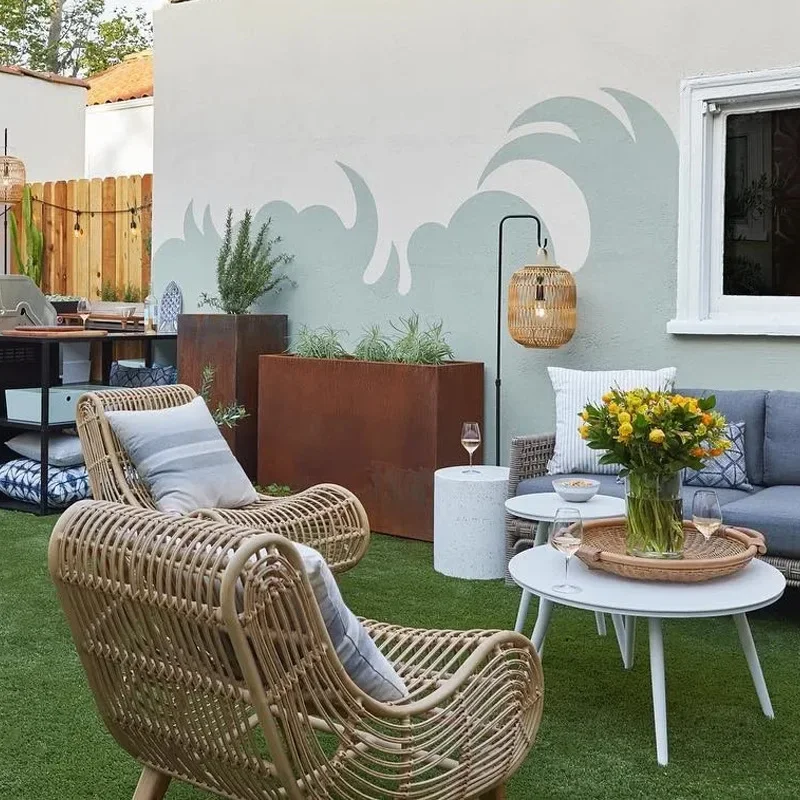 أريكة من الخيزران فردية للترفيه في الهواء الطلق من الشمال وشرفة فناء B & B