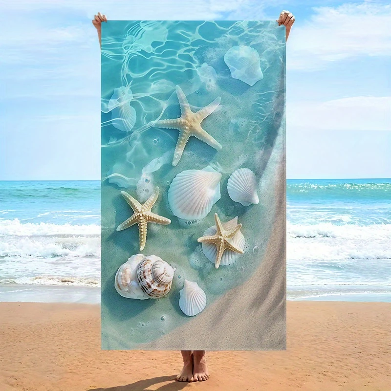 VIKAMA Underwater Sand Shell Starfish Quick Dry Beach Blanket,Microfiber Towel for Beach Swimming Pool Camping Holiday Bath Wrap