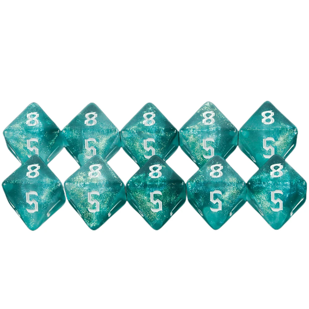 D8 dados poliédricos de colores mezclados, dados brillantes increíbles de 8 caras para juego de rol DND, enseñanza de matemáticas, juegos de mesa