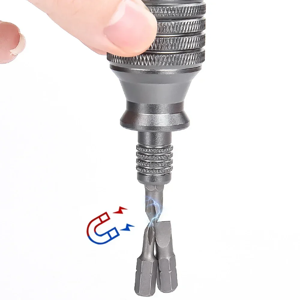 Profession 7 in 1 Mini Screwdriver Titanium Screwdrivers 1/4 Inch Magnetic Screw Driver Bit Kit Home Repair Task Men Hand Tools