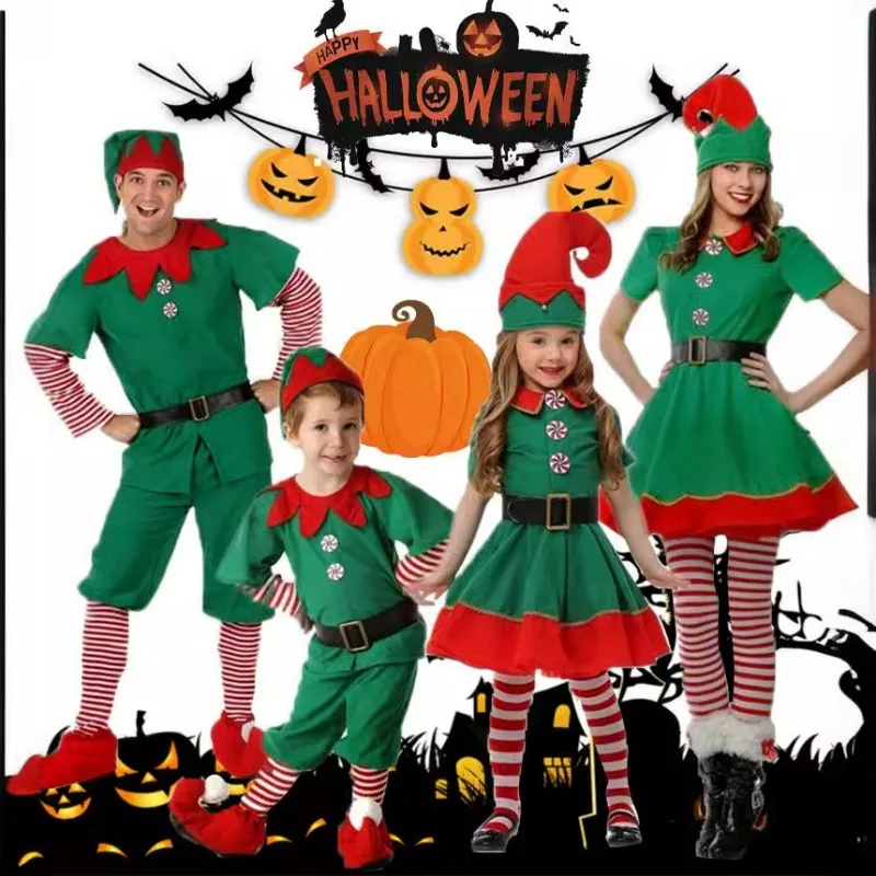 

Christmas Elf Costume Adult Men Women Kid,Santa's Helper Xmas Festive Outfit Elf Hat Ears Fancy Dress Accessories