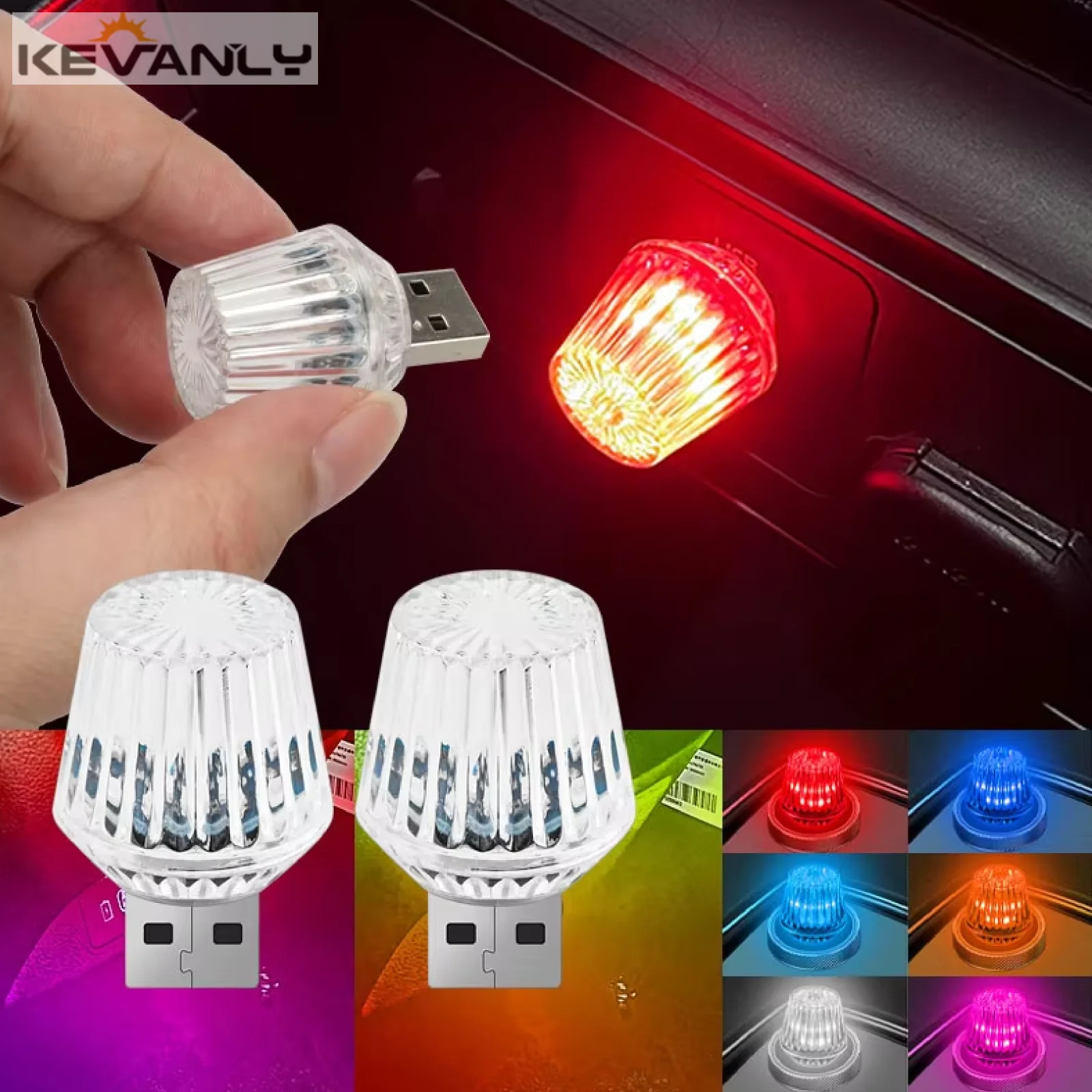 

1/2pcs Car Ambient Light USB Flash Mini Atmosphere Lamps LED Decorative Plug Play For Auto Interior Environment Computer Light