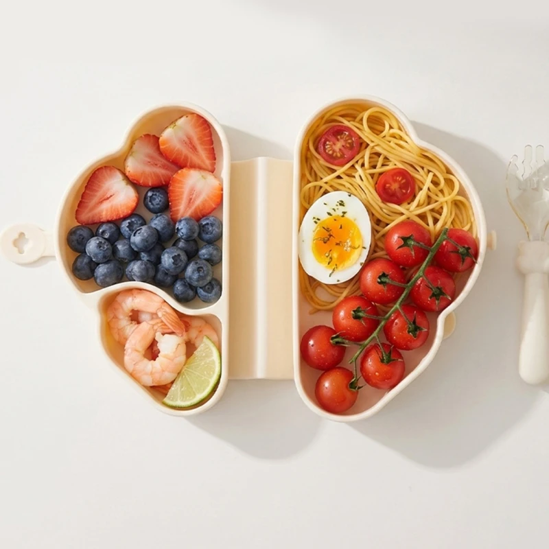 Silicone Infant Feeding Plate with Foldable Design, 3 Compartments and Suction Base for Independent Eating Practice on 15UB