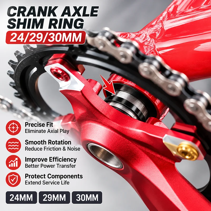 5PCS Bicycle Crank Axle Shim Rings 24/29/30mm Aluminum Alloy Stainless Steel Bottom Bracket Spacers 0.1-3mm Bike Washers