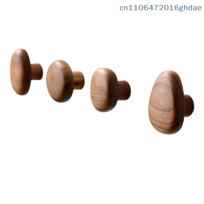 

Pebble Shaped Wall Mounted Coat Hook Natural Wood Clothes Hanger Decorative Key Hat Scarf Handbag Storage Hanger Bathroom Rack