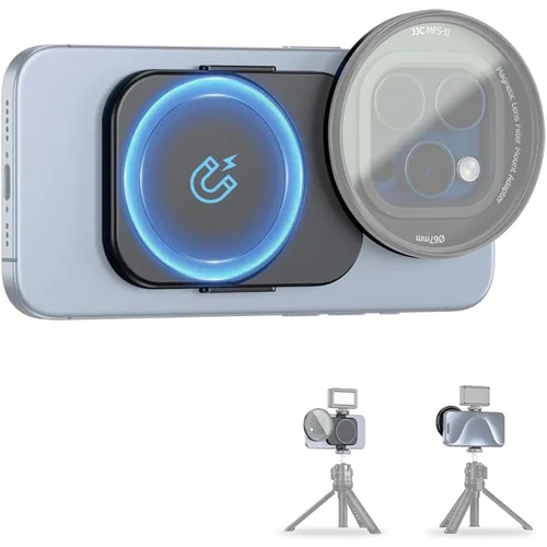 Adaptador de filtro de lente de teléfono magnético de doble cara JJC con tornillo de 1/4-20 soporte de zapata fría compatible con iPhone 16 Pro Max 15 14 Pro Max Plus