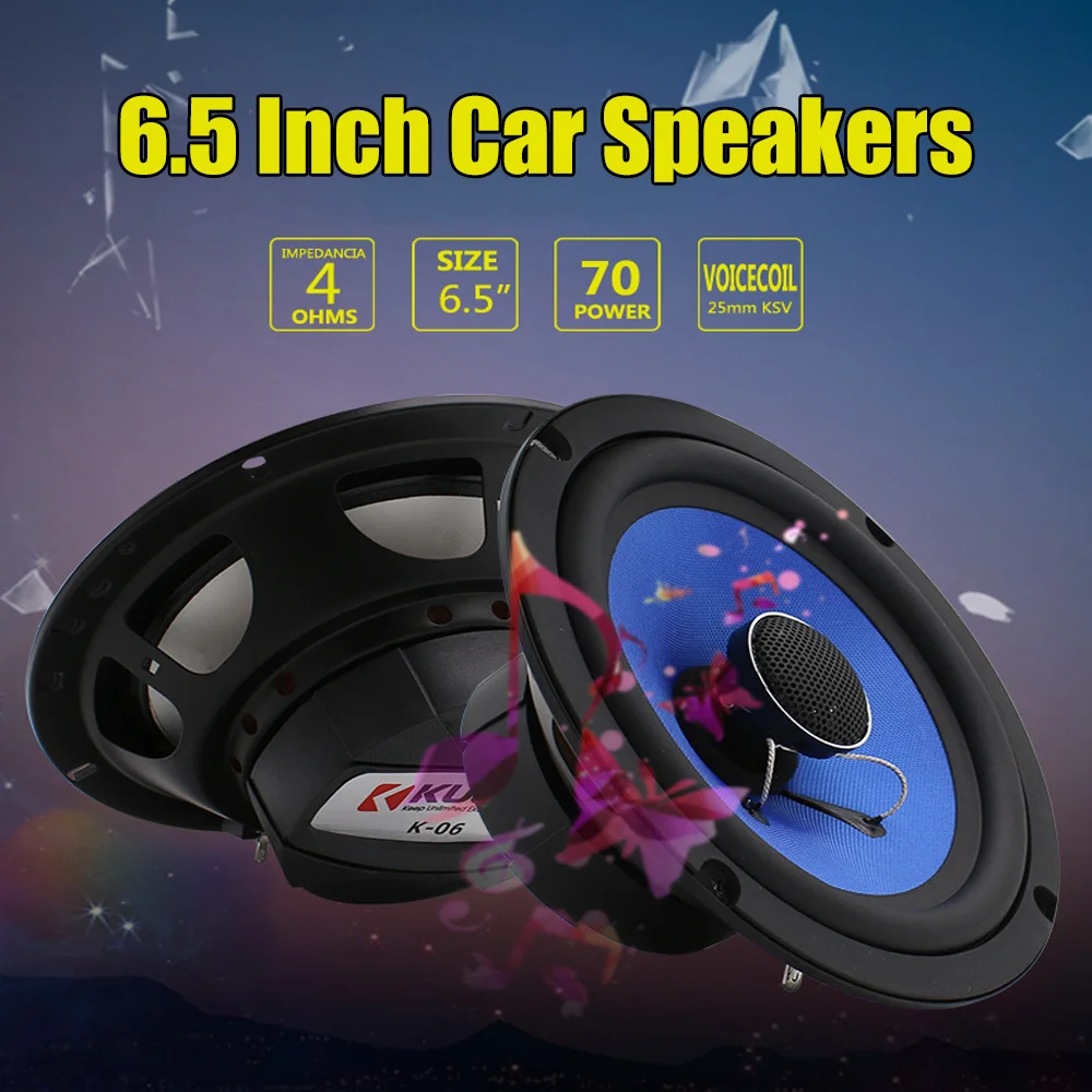 

1 Pair 6.5-inch Car Coaxial Speakers RMS 70W High-power Car Audio Full Frequency Music Stereo Universal Audio Modified Speakers
