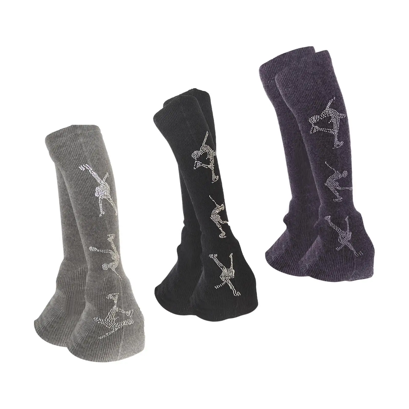 2 Pieces Figure Skating Leg Warmers Boot Socks Decoration Clothing Accessory Leg Cover for Winter Activities Training Yoga