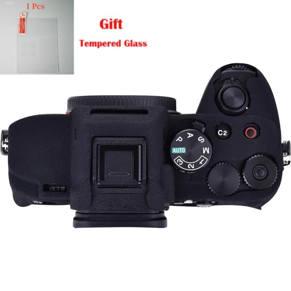 For Sony A7M4 Non-slip Grip Dustproof Scratchproof Soft Rubber Cover Skin Accessories camera bag + 1PCS Free Tempered Film