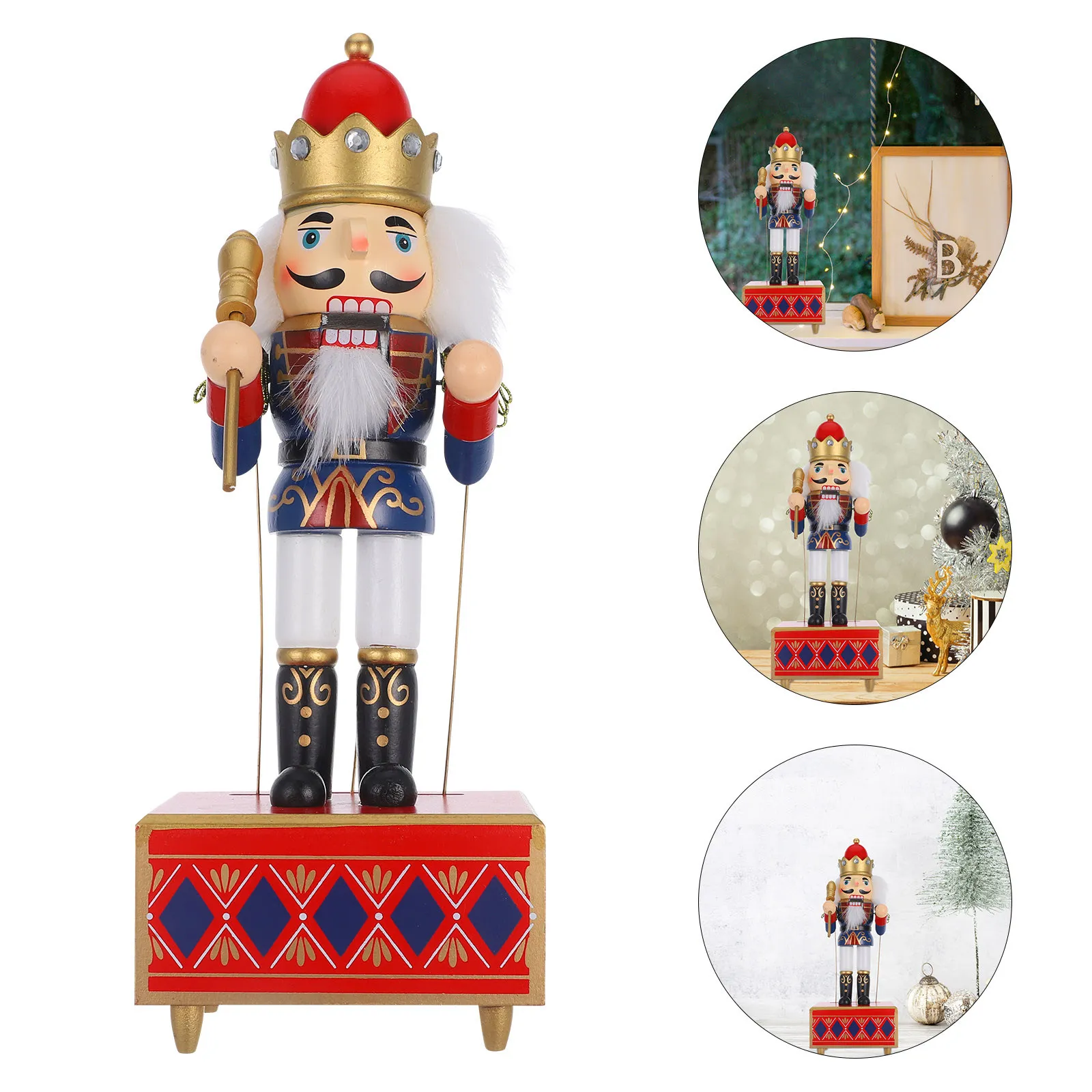 

Wooden Xmas Nutcracker Music Box Christmas Home Decoration Rotating Music Box Gift Musical Adorn Musical Nutcracker Adornment