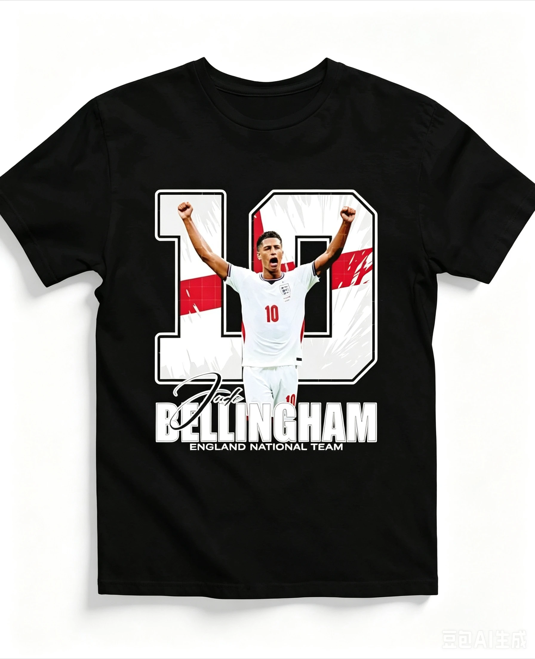 Retro Soccer Tee Splash Large Digit Overlay Athlete Figure Multi-layer Font Print Front Decor 2026 Adult Kid Fan Football Shirt