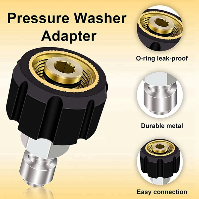 High Pressure Washer Hose Adapter M22 14Mm To 3/8 Inch Quick Connect Quick Release Coupler Kit Male Plug Female Socket