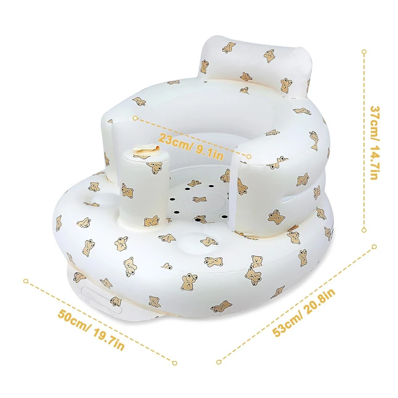 Baby Inflatable Sofa Children Portable Bath Chairs PVC Multifunctional Seat Practice Sitting Bath Stool for Feeding,Camping