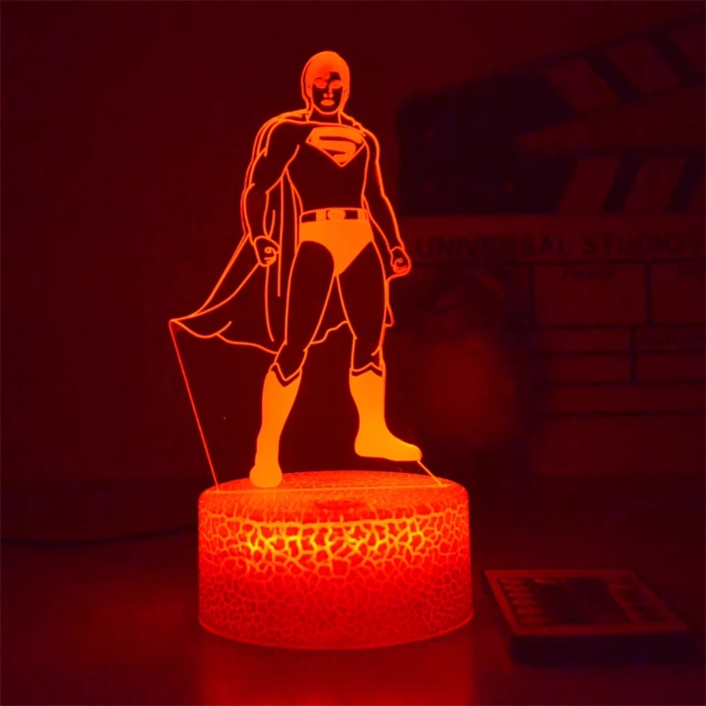 Super Hero Anime 3D Night Light para Crianças, Homem de Ferro, Luzes LED, Decorações do quarto, Presente de Natal, Decoração do quarto