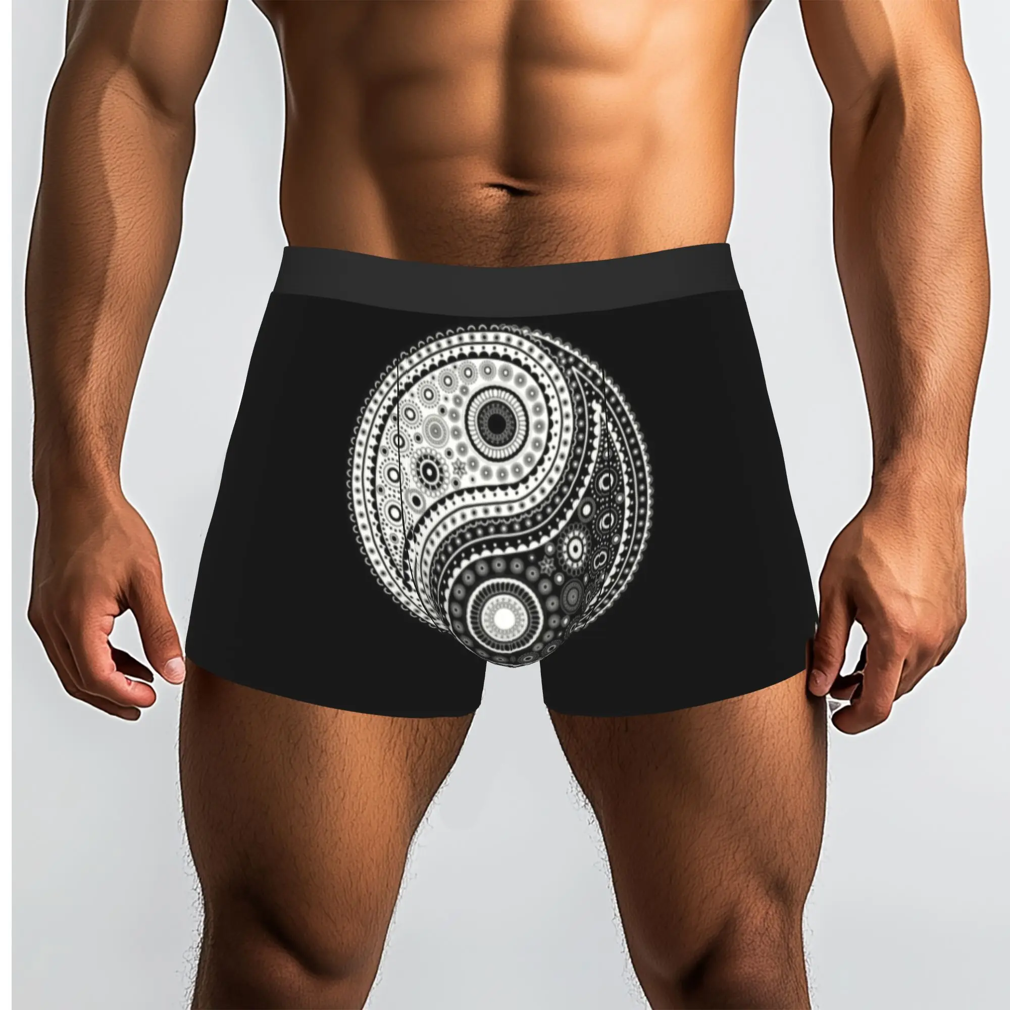 Customized Yin Yang Symbol Paisley Style Boxer Shorts For Men 3D Print Chinese Philosophy Underwear Panties Briefs Soft
