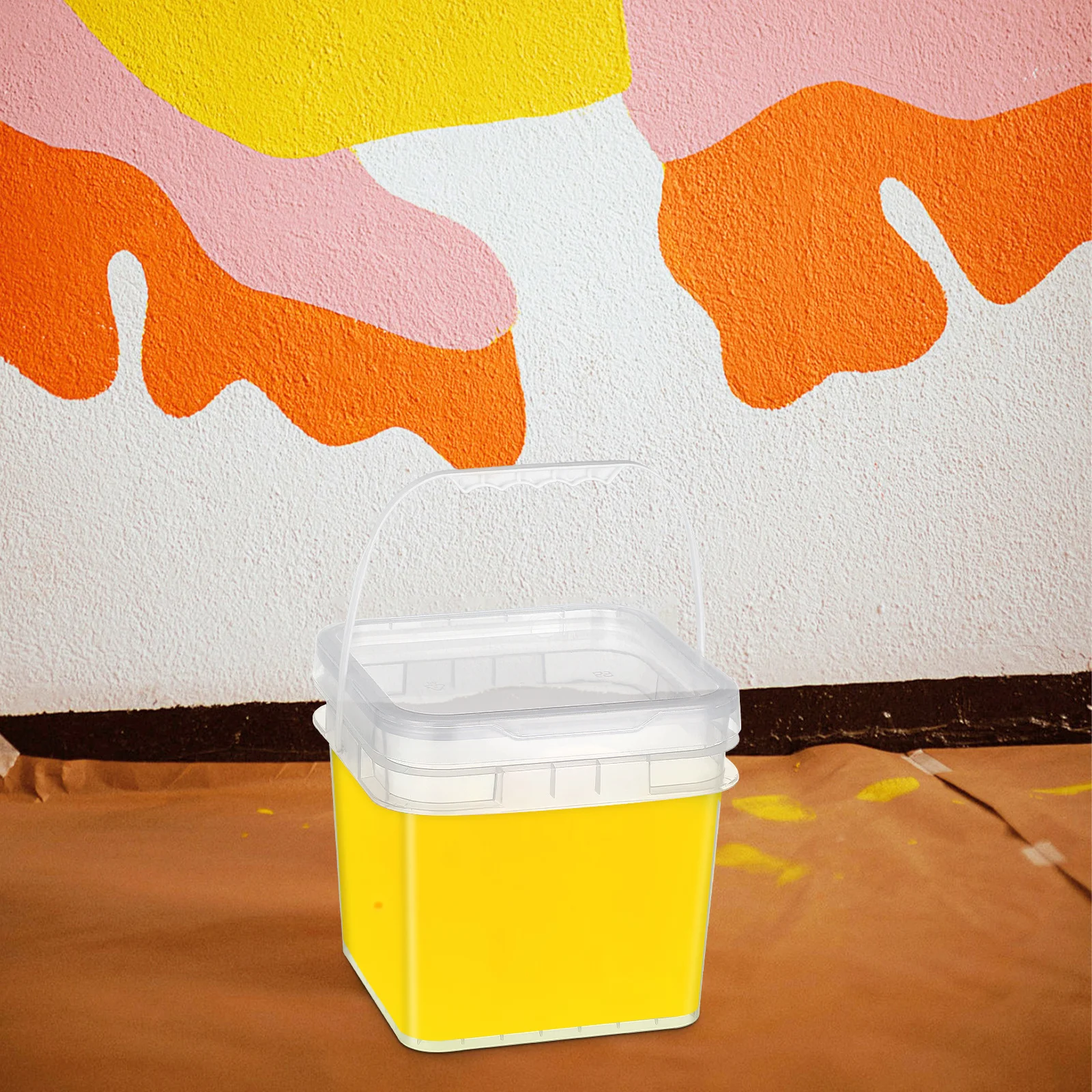 5L دلو الطلاء حاوية تخزين بلاستيكية شفافة مانعة للتسرب مختومة دلو للطلاء الدهانات أصباغ حامل الطلاء