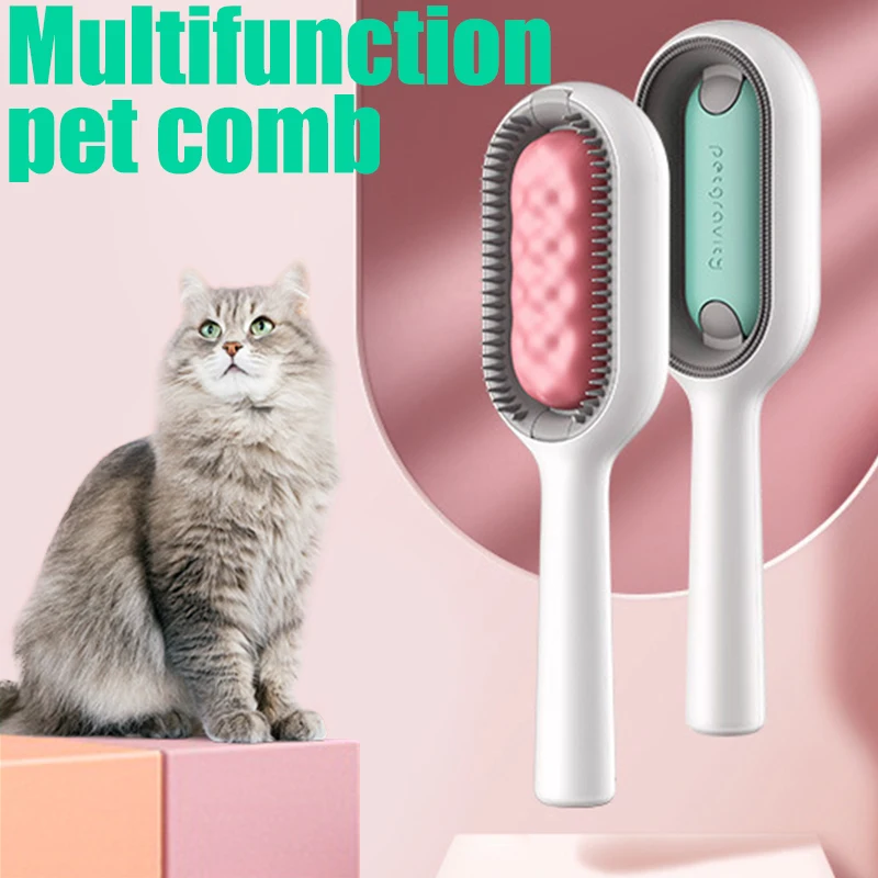 Cat Dog Brush Comb Pet Grooming Brush Massages Removes Hair Brush Long Hair Shedding Self Cleaning Comb & cleaning Wipes