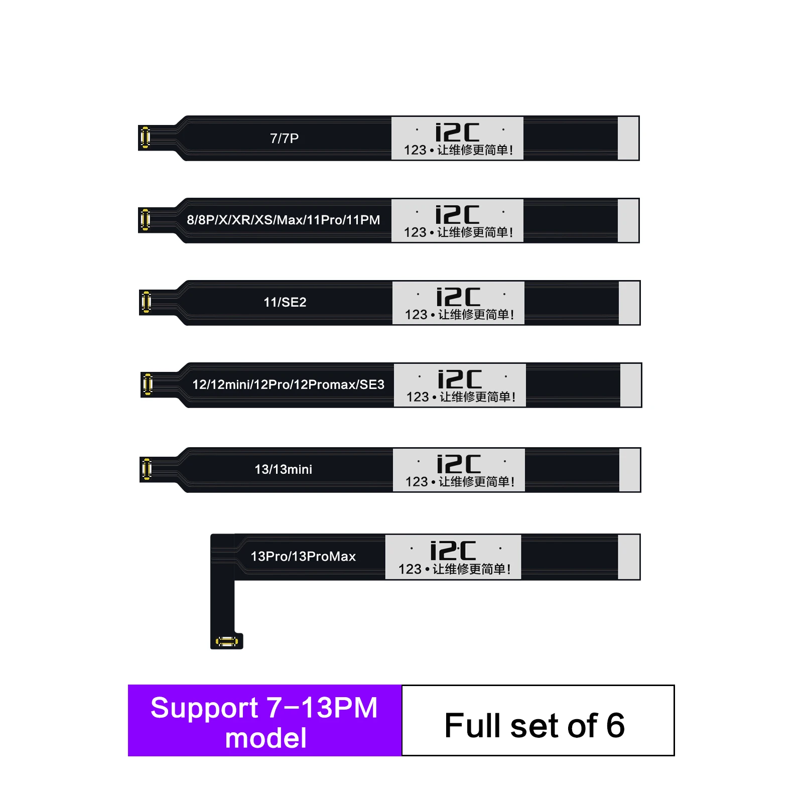 I2C Battery Guide Test Flex Cable for iPhone 5SE-13PM Battery Health Data Guide Booting Edit Repair Tool Solve Battery Pop-UP