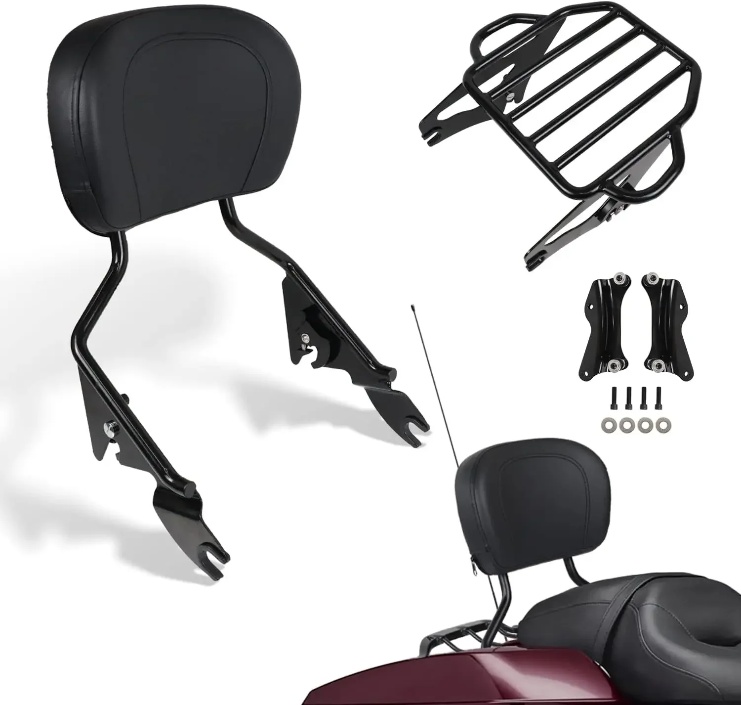 For Harley Davidson 2014 -2025 Road King Street Glide Ultra Electra Limited CVO Passenger Rear Sissy Bar Backrest Luggage Rack