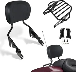 Passenger Rear Backrest Sissy Bar Luggage Rack For Harley Davidson 2014 -2025 Road King Street Glide Ultra Electra Limited CVO