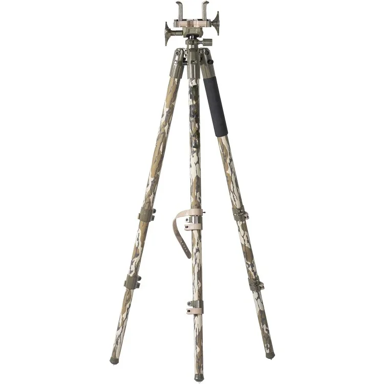 DeathGrip Mossy Oak Bottomland Camo Tripod with Durable Aluminum Frame, Lightweight, Stable Design, Bubble Level, Adjustable