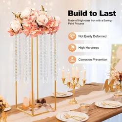 Gold Wedding Flower Stand Pack of 4, 24 Inch Tall Vase Column Stand Flower Holder for Table Home Party Wedding Decorations