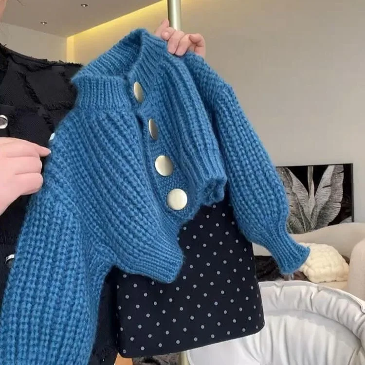 

Sweater Knitted Cardigan Coat Shortage Korean Loose Casual Solid Loose Casual Grils Children Autumn Fashionable Comfortable